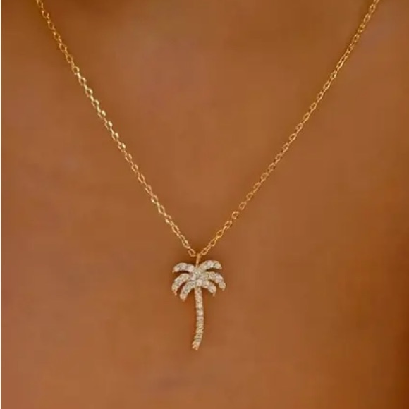 Diamond Palm Tree Gold Toned Necklace - Picture 5 of 5